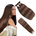 Estensioni dei capelli umani di Ombre di colore di Brown/tessuto capelli diritti con chiusura 4X4